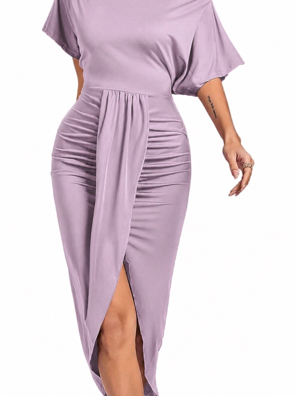 Women’s Lavender Draped Midi Dress